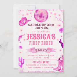 Convite de Festa de Primeira Rodeio Cowgirl
