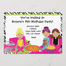 Convite de Festa de Pyjama de Meninas Zebra