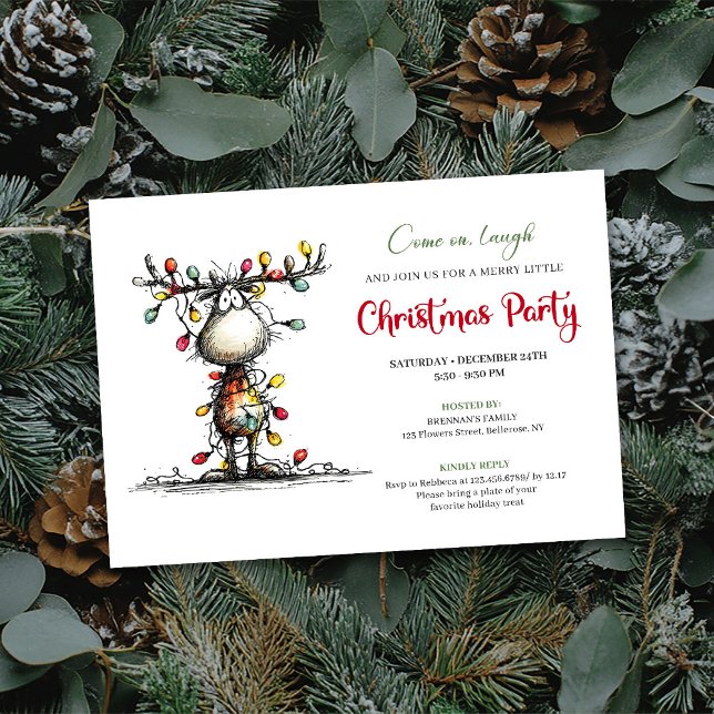 Convite de festa de renas caprichosas em aquarela (Watercolor whimsical reindeer party invitation

)