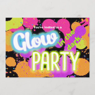 Convite de festa de respingo de tinta brilhante no