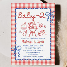 Convite de festa de revelação de BaBy-Q desenhado