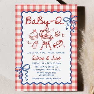 Convite de festa de revelação de BaBy-Q desenhado