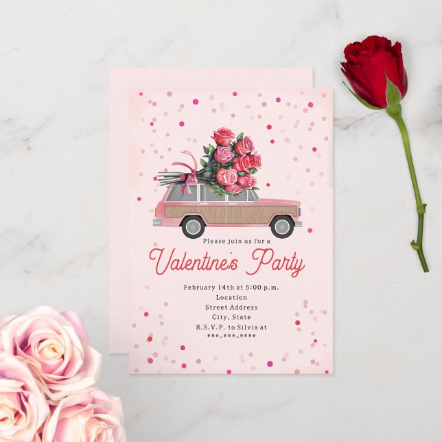 Convite de festa de São Valentim com confetes para (Criador carregado)