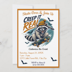Convite de festa de skate do guaxinim Creep It Rea