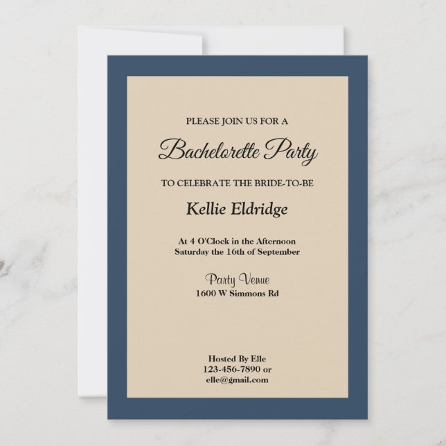 Convite de Festa de solteira de Quadro Azul Clássi (Frente)