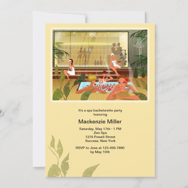 Convite De Festa de solteira Do Dia Spa (Frente)