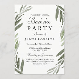 Convite de Festa de Solteiro Folha Verde Simples M
