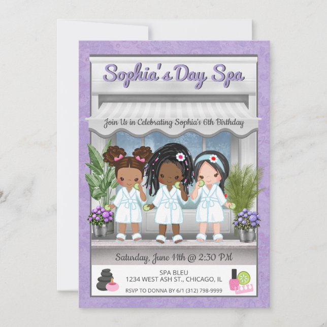 Convite de Festa de Spa para Meninas Jovens (Frente)