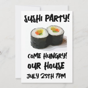 CONVITE DE FESTA DE SUSHI! Convites Personalizados