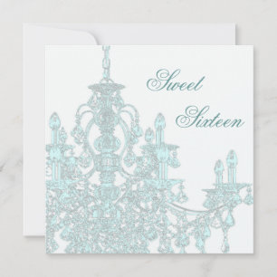 Convite de festa de Sweet Sixteen com lustre teal