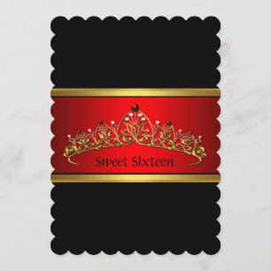 Convite de festa de Sweet Sixteen com Tiara Vermel