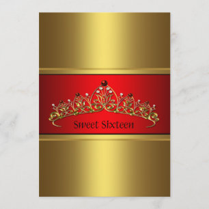 Convite de festa de Sweet Sixteen Coroa de Ouro Ve