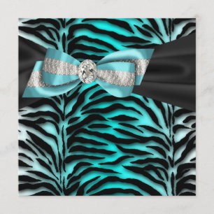 Convite de festa de Teal Blue Zebra para todas as