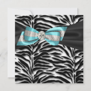 Convite de festa de Teal Blue Zebra para todas as 