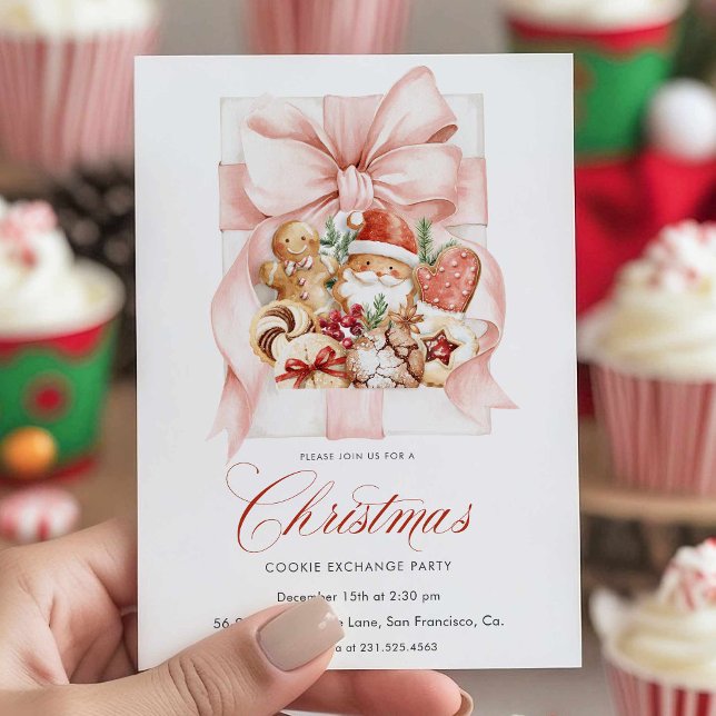 Convite de festa de troca de biscoitos de Natal el (Christmas Cookie Exchange Party Invite)