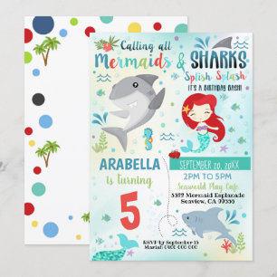 Convite de Festa de Tubarão Sereia