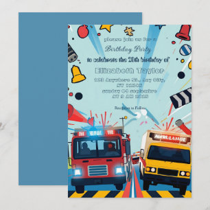 Convite de festa de Veículos de Emergência