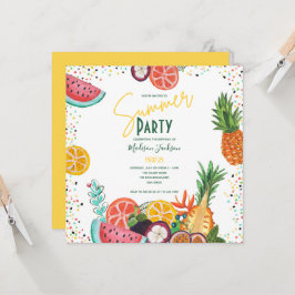 Convite de Festa de Verão com Frutas Tropicais