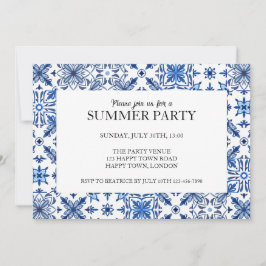 Convite de Festa de Verão com Moldura de Azulejo M