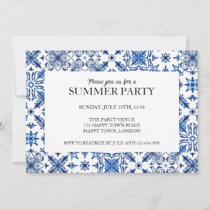 Convite de Festa de Verão com Moldura de Azulejo M