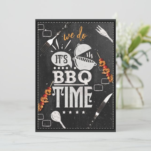 Convite de Festa de Verão É Hora do Churrasco We D (Em pé/Frente)