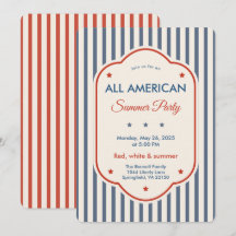 Convite de festa de verão Vintage Americana