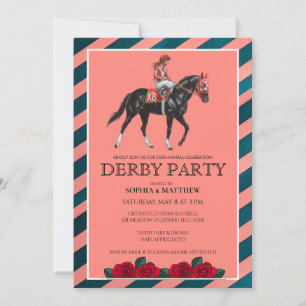 Convite de festa Derby elegante com arte de cavalo