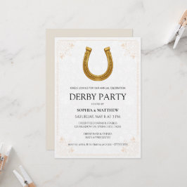 Convite de festa Derby elegante com ferradura dour