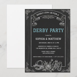 Convite de festa Derby em quadro-negro rústico