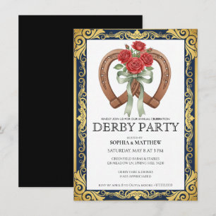Convite de Festa Derby Ferradura Floral Elegante