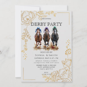 Convite de festa Derby Triple Cavalo e Floral Dour