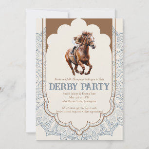Convite de festa Derby Vintage elegante corrida de