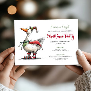 Convite de Festa Divertido de Natal com Ganso de D