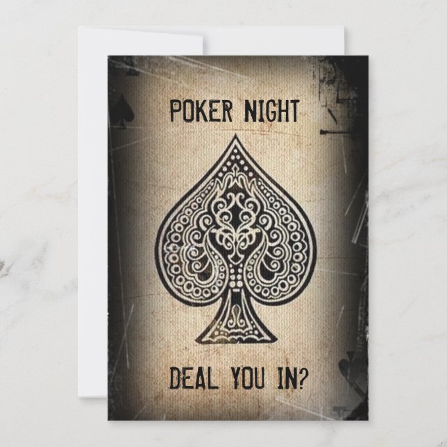 Convite de festa do Ás de Espadas do Poker Retro G (Frente)
