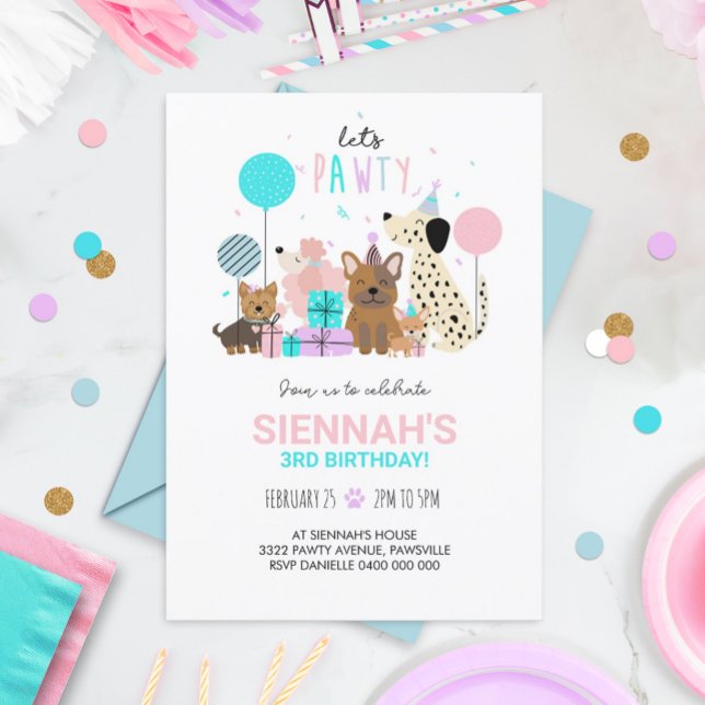 Convite de Festa do Cachorrinho Convite de Cachorr (Criador carregado)