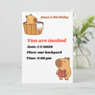 Convite de festa do Capybara   Cute Aniversário