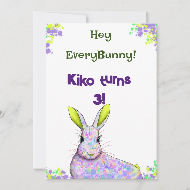 Convite de Festa do Coelho Roxo (Frente)