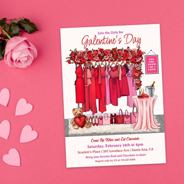 Convite de festa do Dia dos Namorados Galentine's  (Criador carregado)