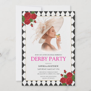 Convite de Festa do Kentucky Derby Elegantes Rosas