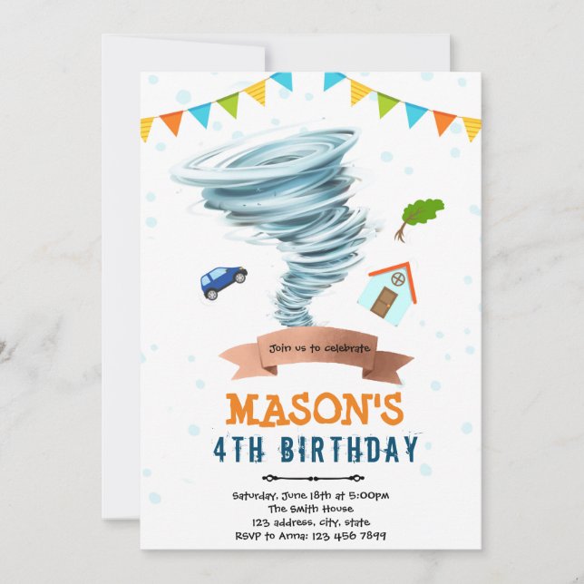 convite de festa do tornado boy (Frente)