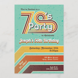 Convite de Festa dos Anos 70 com Listras Retrô