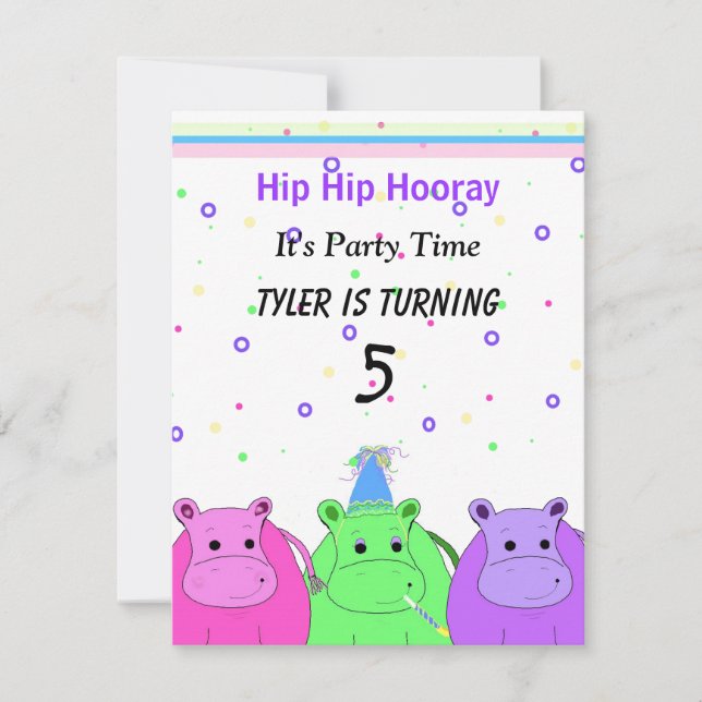 Convite de Festa dos Três Hipopótamos (Frente)