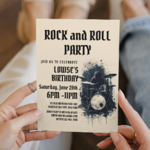 Convite de festa Elegante Beige Rock And Roll