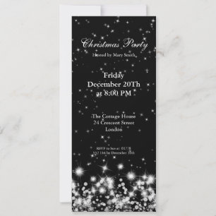 Convite de Festa Elegante Brilho de Inverno Preto