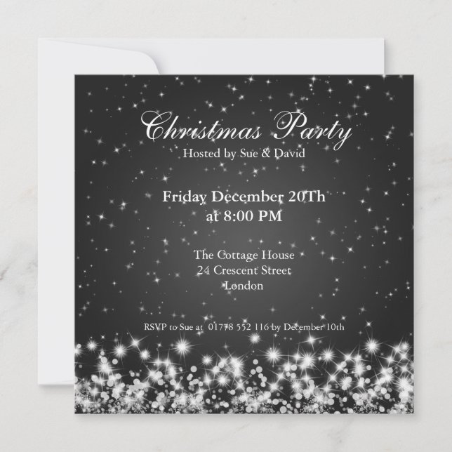 Convite de Festa Elegante Brilho Personalizado Pre (Frente)