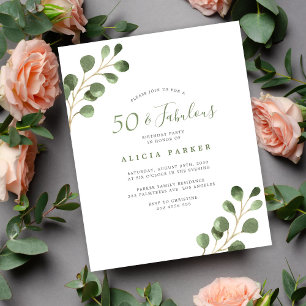 Convite de festa elegante de 50 anos de orçamento
