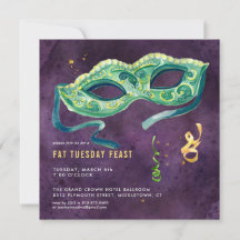 Convite de festa elegante de Mardi Gras