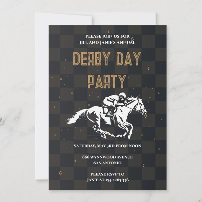  Convite de festa elegante para o Derby Day em pre (Frente)
