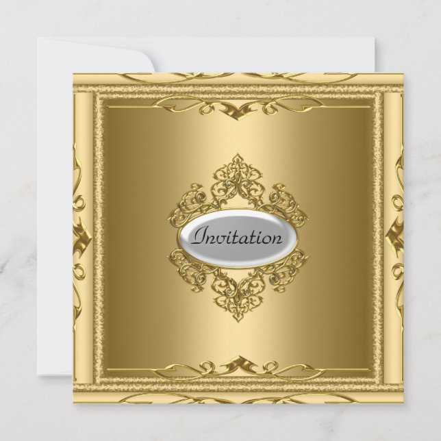 Convite de festa elegante popular dourado (Frente)