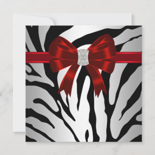 Convite de Festa Elegante Zebra Vermelha
